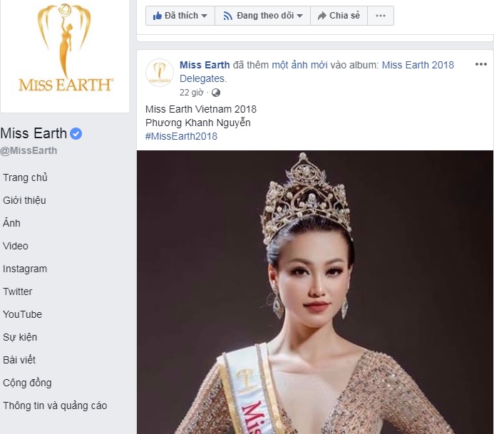 Á hậu biển Phương Khánh chính thức đại diện Việt Nam dự thi Hoa hậu Trái đất 2018 Á hậu biển Phương Khánh chính thức đại diện Việt Nam dự thi Hoa hậu Trái đất 2018