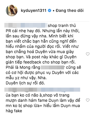Kỳ Duyên tiếp tục 'bàn phím chiến' trên instagram, lần này là đối phó với shop online bình luận quảng cáo gây hiểu lầm - 6 Kỳ Duyên tiếp tục 'bàn phím chiến' trên instagram, lần này là đối phó với shop online bình luận quảng cáo gây hiểu lầm - 6