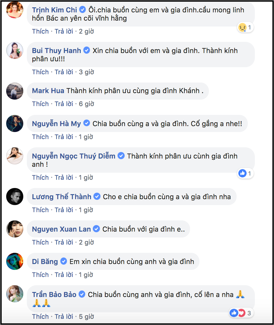 Dàn sao Việt gửi lời chia buồn khi nghe tin mẹ diễn viên Huy Khánh qua đời - 1 Dàn sao Việt gửi lời chia buồn khi nghe tin mẹ diễn viên Huy Khánh qua đời - 1