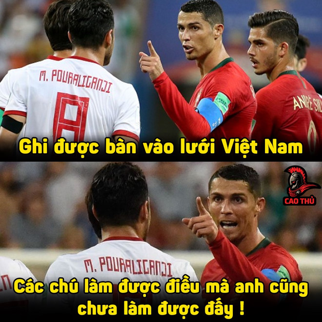 Ảnh chế cầu thủ Iran giỏi hơn Ronaldo khi ghi bàn vào lưới Việt Nam
