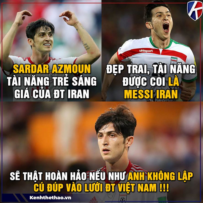 Ảnh chế cầu thủ Iran giỏi hơn Ronaldo khi ghi bàn vào lưới Việt Nam