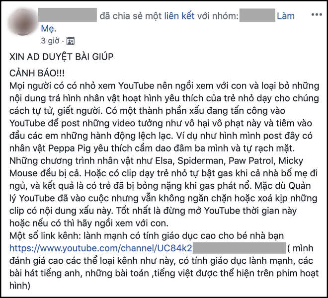Bố mẹ Việt bất an, liên tục kêu gọi cảnh giác khi 'Thử thách Momo' quá đáng sợ xuất hiện trong các video hoạt hình quen thuộc của con - 3 Bố mẹ Việt bất an, liên tục kêu gọi cảnh giác khi 'Thử thách Momo' quá đáng sợ xuất hiện trong các video hoạt hình quen thuộc của con - 3