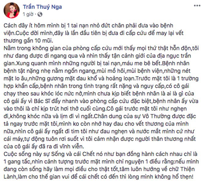 Danh hài Thúy Nga bị tai nạn, máu chảy đầm đìa phải cấp cứu Danh hài Thúy Nga bị tai nạn, máu chảy đầm đìa phải cấp cứu