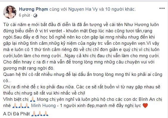 Hồ Ngọc Hà cùng loạt sao Việt xót xa trước tin cựu người mẫu Như Hương qua đời ở tuổi 37 vì ung thư - 9 Hồ Ngọc Hà cùng loạt sao Việt xót xa trước tin cựu người mẫu Như Hương qua đời ở tuổi 37 vì ung thư - 9