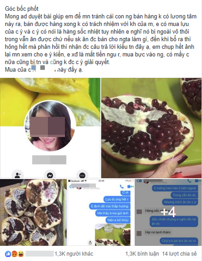 Chi tiền mua phải thùng lựu nhập khẩu thâm đen, người bán đổ 'lựu bị sốc nhiệt' không đền, mẹ bầu bức xúc lên mạng tố cáo mới phát hiện ra sự thật này Chi tiền mua phải thùng lựu nhập khẩu thâm đen, người bán đổ 'lựu bị sốc nhiệt' không đền, mẹ bầu bức xúc lên mạng tố cáo mới phát hiện ra sự thật này