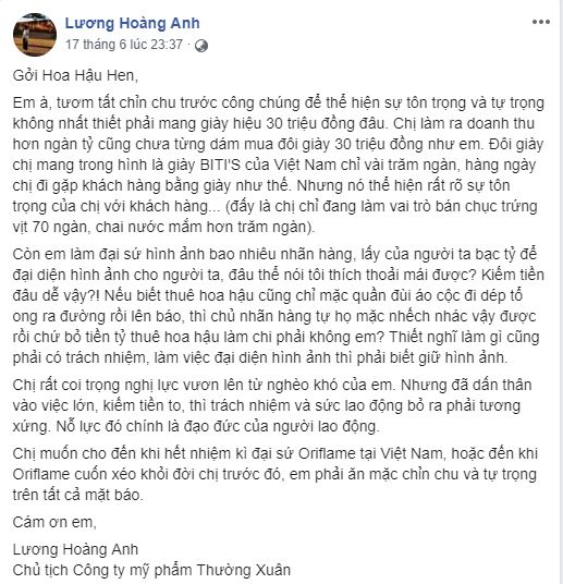 Vợ cũ Huy Khánh tiếp tục gây tranh cãi khi dạy dỗ H'Hen Niê: 'Tươm tất chỉn chu không nhất thiết phải mang giày hiệu 30 triệu đồng đâu' - 4 Vợ cũ Huy Khánh tiếp tục gây tranh cãi khi dạy dỗ H'Hen Niê: 'Tươm tất chỉn chu không nhất thiết phải mang giày hiệu 30 triệu đồng đâu' - 4