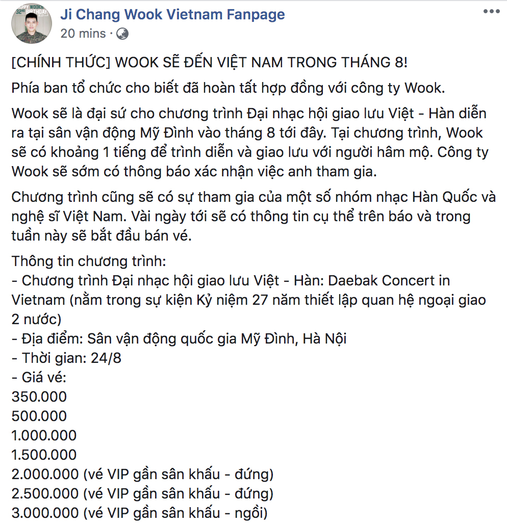 HOT: Vừa xuất ngũ, tài tử vạn người mê Ji Chang Wook đã quyết đến Việt Nam vào tháng 8, lại còn tại SVĐ Mỹ Đình! HOT: Vừa xuất ngũ, tài tử vạn người mê Ji Chang Wook đã quyết đến Việt Nam vào tháng 8, lại còn tại SVĐ Mỹ Đình!