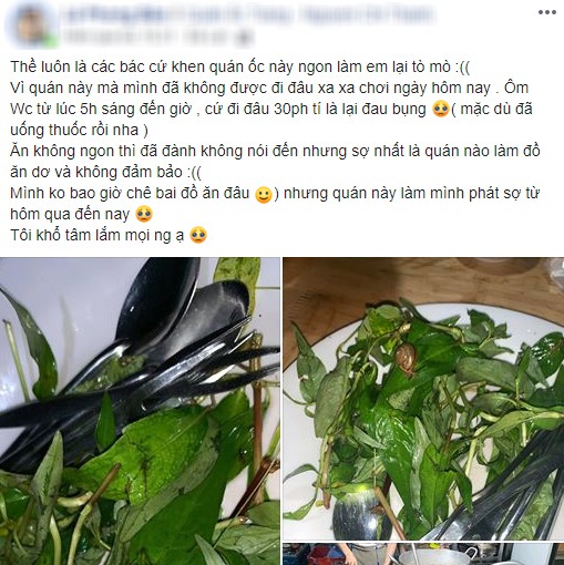 Quán ốc nổi tiếng nhất nhì Đà Lạt bị tố không vệ sinh, làm khách đau bụng, đĩa rau có 'sinh vật lạ' còn gây sốc hơn Quán ốc nổi tiếng nhất nhì Đà Lạt bị tố không vệ sinh, làm khách đau bụng, đĩa rau có 'sinh vật lạ' còn gây sốc hơn