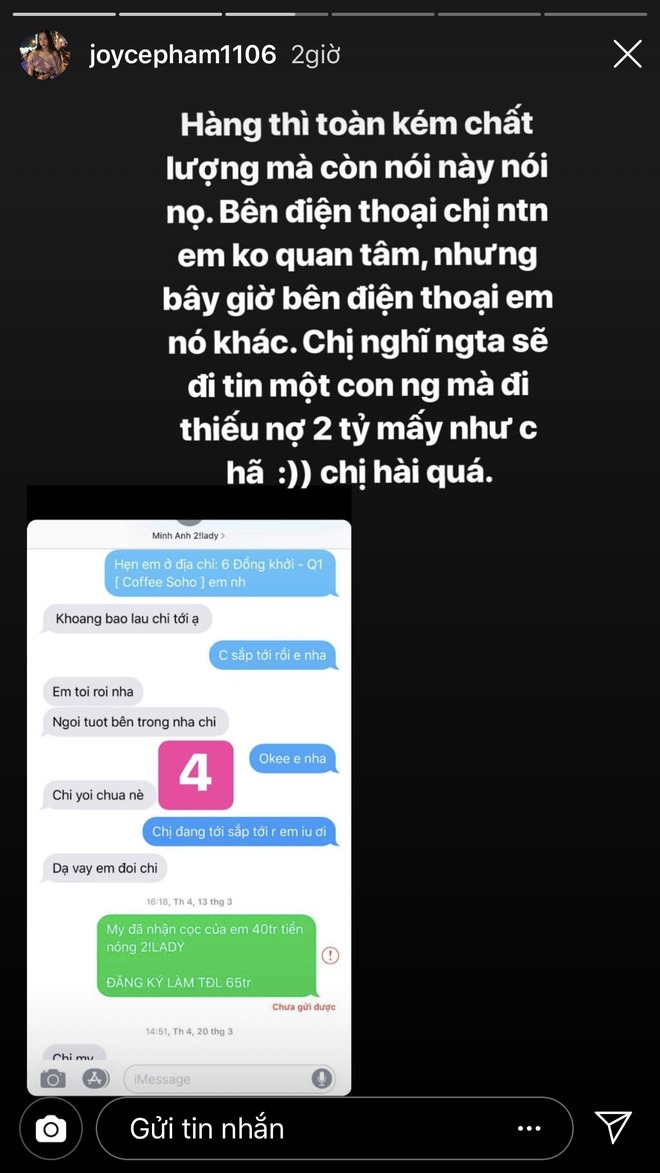Con gái đại gia Minh Nhựa bất ngờ tố Trần My 'pa-ra-pẻn' lừa đảo, dùng lời lẽ gay gắt: 'Lấy 65 triệu của em kiếp này thì kiếp sau trả gấp 2-3' - 5 Con gái đại gia Minh Nhựa bất ngờ tố Trần My 'pa-ra-pẻn' lừa đảo, dùng lời lẽ gay gắt: 'Lấy 65 triệu của em kiếp này thì kiếp sau trả gấp 2-3' - 5
