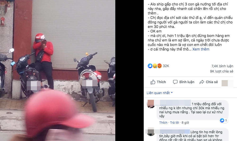 Khách giục giao nhanh 3 con gà nướng hơn 1 triệu đồng, shipper đến nơi thì bị 'bùng hàng', chỉ còn biết gạt nước mắt vì ấm ức Khách giục giao nhanh 3 con gà nướng hơn 1 triệu đồng, shipper đến nơi thì bị 'bùng hàng', chỉ còn biết gạt nước mắt vì ấm ức