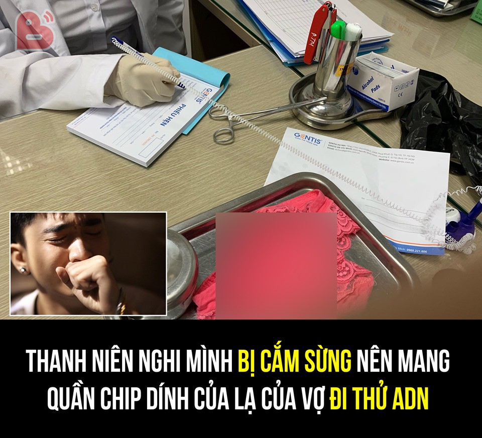 Thanh niên nghi bị cắm sừng nên mang quần chip dính 'của lạ' của vợ đi xét nghiệm AND, kết quả nhận được đã đau lòng lại còn bị chửi te tua Thanh niên nghi bị cắm sừng nên mang quần chip dính 'của lạ' của vợ đi xét nghiệm AND, kết quả nhận được đã đau lòng lại còn bị chửi te tua