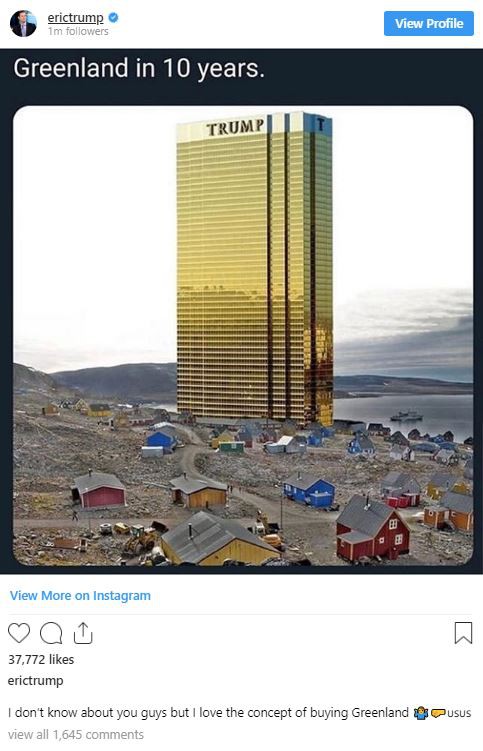 Đăng tấm hình tòa tháp vàng 'siêu to khổng lồ' ở Greenland, ông Trump lại gây bất ngờ với lời hứa mới - 2 Đăng tấm hình tòa tháp vàng 'siêu to khổng lồ' ở Greenland, ông Trump lại gây bất ngờ với lời hứa mới - 2