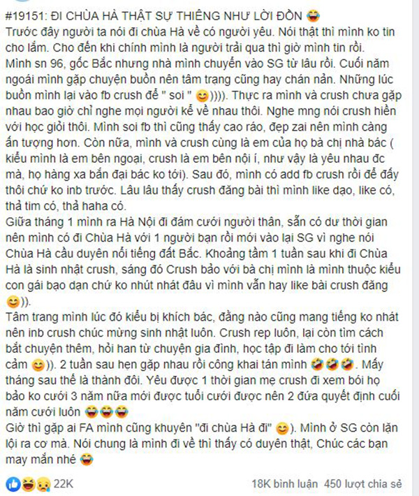 Lặn lội từ Sài Gòn ra chùa Hà cầu duyên, cô gái về nhà chỉ cần 'thả like' cũng được crush quay sang tán tỉnh - 1 Lặn lội từ Sài Gòn ra chùa Hà cầu duyên, cô gái về nhà chỉ cần 'thả like' cũng được crush quay sang tán tỉnh - 1
