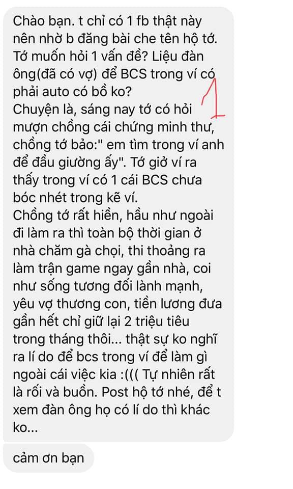 Tình cờ phát hiện bao cao su trong ví của chồng, vợ trẻ tá hỏa đăng đàn hỏi cư dân mạng nhưng phản ứng của nhiều chị em mới là điều đáng chú ý Tình cờ phát hiện bao cao su trong ví của chồng, vợ trẻ tá hỏa đăng đàn hỏi cư dân mạng nhưng phản ứng của nhiều chị em mới là điều đáng chú ý