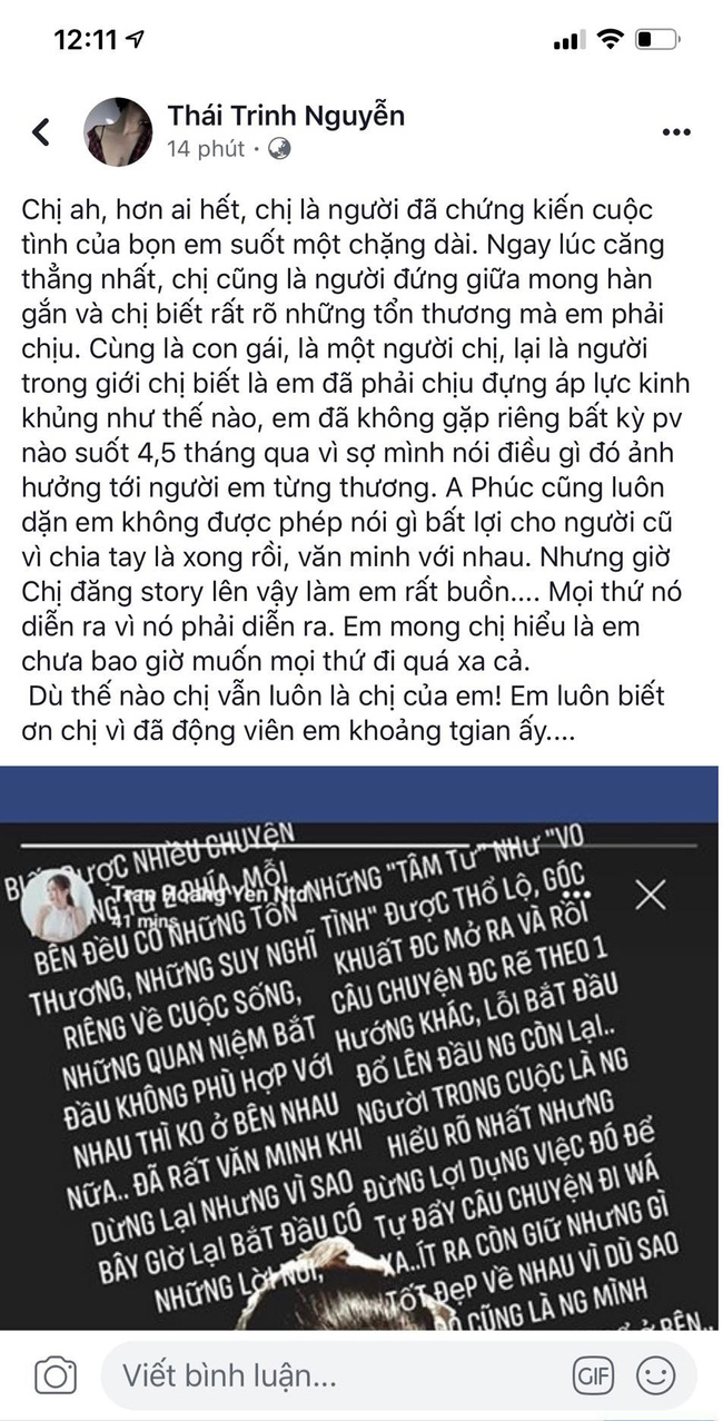 Bị bạn thân Quang Đăng 'bóng gió' chỉ trích lợi dụng chuyện chia tay, Thái Trinh đau đớn giãi bày: Chị biết rất rõ những tổn thương mà em phải chịu... - 1 Bị bạn thân Quang Đăng 'bóng gió' chỉ trích lợi dụng chuyện chia tay, Thái Trinh đau đớn giãi bày: Chị biết rất rõ những tổn thương mà em phải chịu... - 1