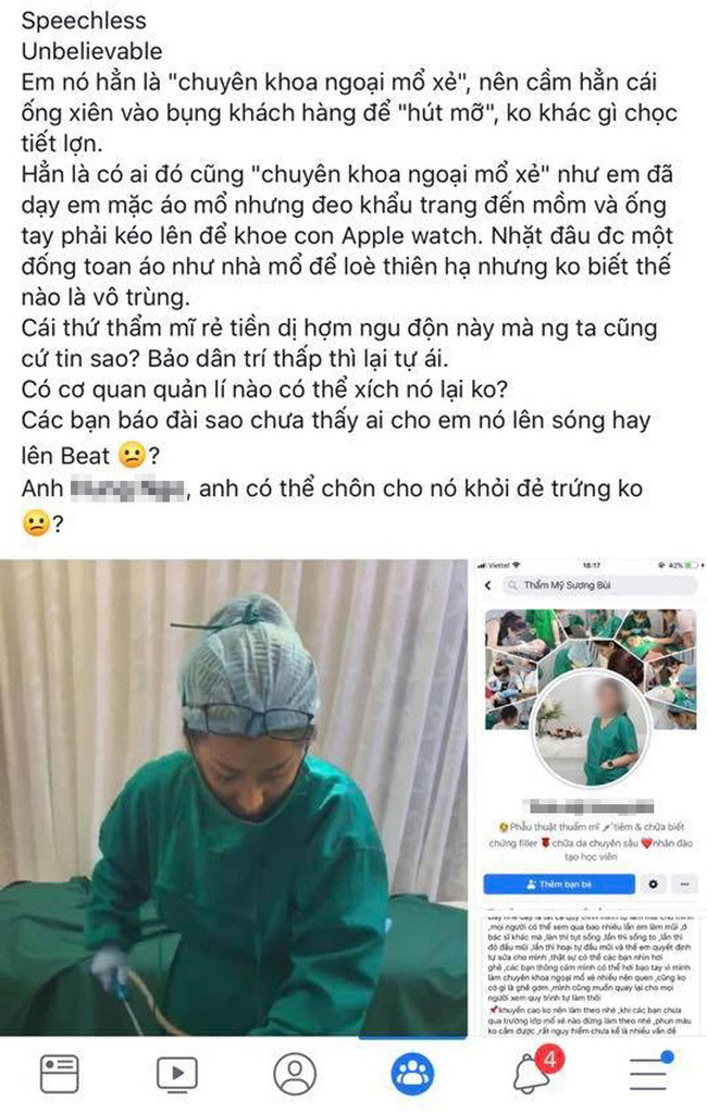 Cận cảnh dùng ống hút mỡ xiên bụng khách bị bóc phốt 'như chọc tiết lợn' - 1 Cận cảnh dùng ống hút mỡ xiên bụng khách bị bóc phốt 'như chọc tiết lợn' - 1