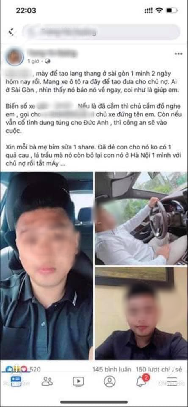 Vợ lên mạng truy tìm chồng lấy ô tô đi trốn nợ và lời giải thích khiến tất cả 'ngã ngửa' sau 1 ngày - 1 Vợ lên mạng truy tìm chồng lấy ô tô đi trốn nợ và lời giải thích khiến tất cả 'ngã ngửa' sau 1 ngày - 1