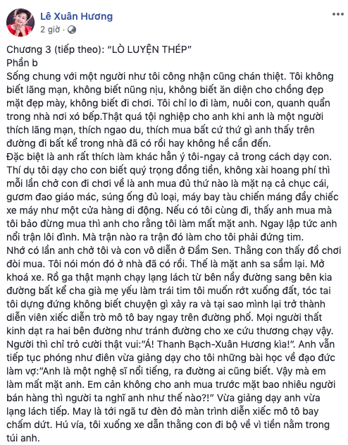 NS Xuân Hương 'xuất bản' chương 4 tiết lộ chuyện giữa MC Thanh Bạch và anh thợ cắt tóc, từng bị chồng cũ tuyên bố: Tôi lấy em để làm bức bình phong NS Xuân Hương 'xuất bản' chương 4 tiết lộ chuyện giữa MC Thanh Bạch và anh thợ cắt tóc, từng bị chồng cũ tuyên bố: Tôi lấy em để làm bức bình phong