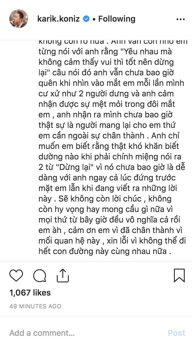 Karik 'Người lạ ơi' bất ngờ viết tâm thư gửi người yêu cũ rồi xóa vội trong đêm, cô gái được nhắc đến là bạn gái tin đồn của Tim? - 2 Karik 'Người lạ ơi' bất ngờ viết tâm thư gửi người yêu cũ rồi xóa vội trong đêm, cô gái được nhắc đến là bạn gái tin đồn của Tim? - 2