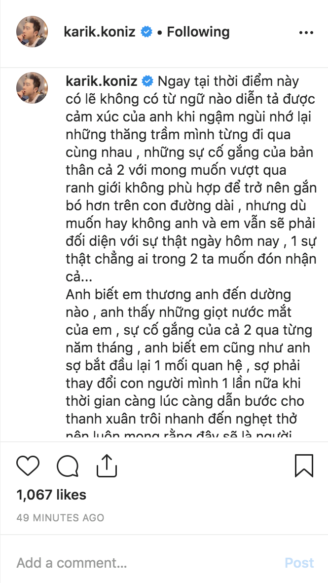 Karik 'Người lạ ơi' bất ngờ viết tâm thư gửi người yêu cũ rồi xóa vội trong đêm, cô gái được nhắc đến là bạn gái tin đồn của Tim? - 1 Karik 'Người lạ ơi' bất ngờ viết tâm thư gửi người yêu cũ rồi xóa vội trong đêm, cô gái được nhắc đến là bạn gái tin đồn của Tim? - 1