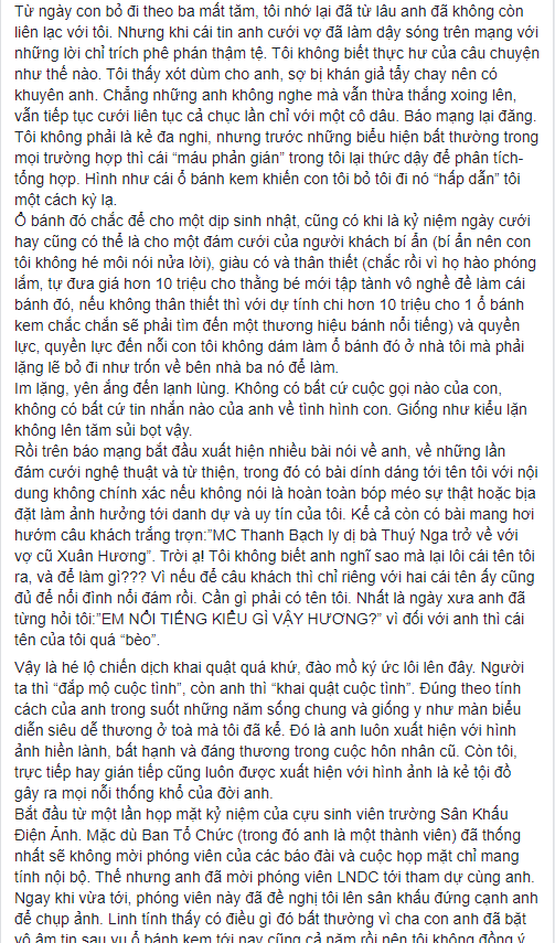 NS Xuân Hương tung chương cuối 'tự truyện' về Thanh Bạch: Anh đã liên tục dùng những đòn tấn công đê tiện nhằm triệt đường sống của tôi - 7 NS Xuân Hương tung chương cuối 'tự truyện' về Thanh Bạch: Anh đã liên tục dùng những đòn tấn công đê tiện nhằm triệt đường sống của tôi - 7