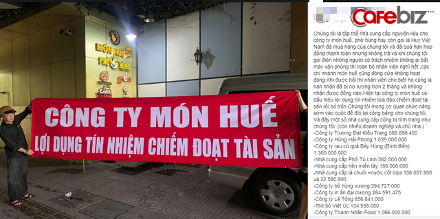 Món Huế bị tố nợ tiền nhà cung ứng, đóng cửa một loạt cửa hàng, văn phòng hiện 'vườn không nhà trống' Món Huế bị tố nợ tiền nhà cung ứng, đóng cửa một loạt cửa hàng, văn phòng hiện 'vườn không nhà trống'
