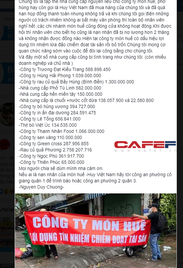 Phó Chủ tịch công ty mẹ của Món Huế từng là Chủ tịch The KAfe trước đây: Kịch bản lặp lại công ty bị tố quỵt tiền, đóng cửa hàng loạt Phó Chủ tịch công ty mẹ của Món Huế từng là Chủ tịch The KAfe trước đây: Kịch bản lặp lại công ty bị tố quỵt tiền, đóng cửa hàng loạt
