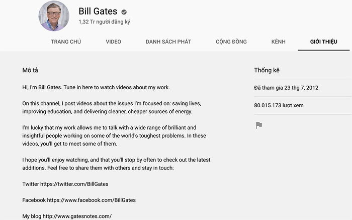 Sau 7 năm làm video, tỷ phú Bill Gates đã nhận được Nút Vàng YouTube - 2 Sau 7 năm làm video, tỷ phú Bill Gates đã nhận được Nút Vàng YouTube - 2