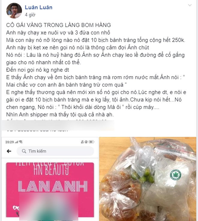 Mặt đẹp nhưng người không đẹp, cô gái trẻ nhẫn tâm 'bùng' 10 bịch bánh tráng của chú shipper già lại còn có tỏ thái độ gây phẫn nộ Mặt đẹp nhưng người không đẹp, cô gái trẻ nhẫn tâm 'bùng' 10 bịch bánh tráng của chú shipper già lại còn có tỏ thái độ gây phẫn nộ