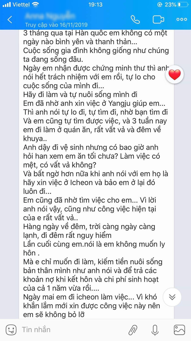 Những dòng tin nhắn cuối cùng nghi của cô dâu Việt gửi chồng Hàn trước khi bị sát hại rồi giấu xác - 2 Những dòng tin nhắn cuối cùng nghi của cô dâu Việt gửi chồng Hàn trước khi bị sát hại rồi giấu xác - 2