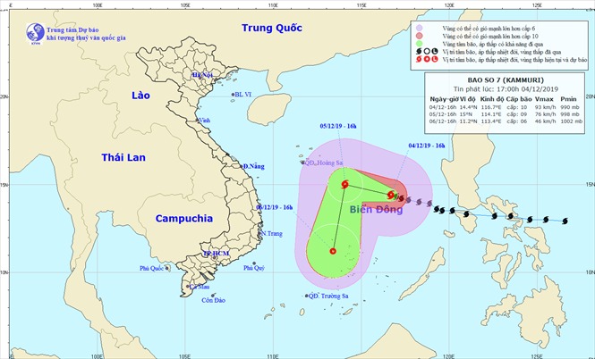 Tin mới nhất về bão Kammuri: Cách quần đảo Trường Sa hơn 400 km, giật cấp 12 Tin mới nhất về bão Kammuri: Cách quần đảo Trường Sa hơn 400 km, giật cấp 12