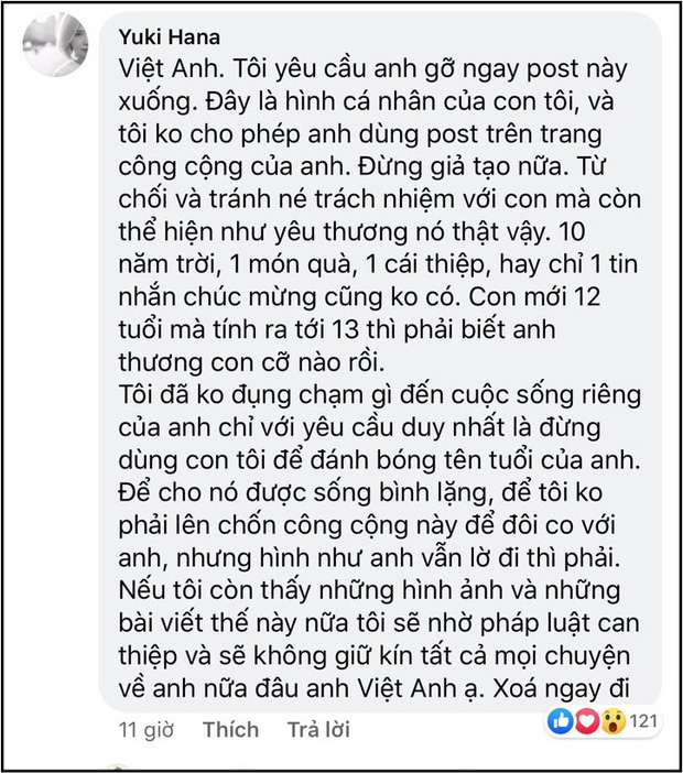 Bị vợ cũ tố giả tạo, vô trách nhiệm với con gái, Việt Anh phản ứng: 'Không ai đem con ra để PR và làm lùm xùm cả' Bị vợ cũ tố giả tạo, vô trách nhiệm với con gái, Việt Anh phản ứng: 'Không ai đem con ra để PR và làm lùm xùm cả'
