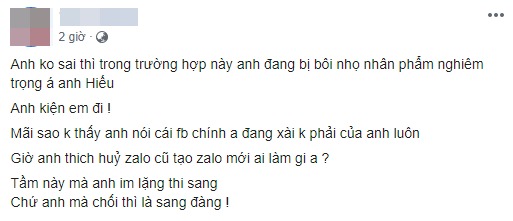 Sau sự im lặng của Hồ Quang Hiếu, cô gái bị hiếp dâm tiếp tục mạnh miệng thách thức: 'Anh không sai, anh kiện em đi' - 2 Sau sự im lặng của Hồ Quang Hiếu, cô gái bị hiếp dâm tiếp tục mạnh miệng thách thức: 'Anh không sai, anh kiện em đi' - 2