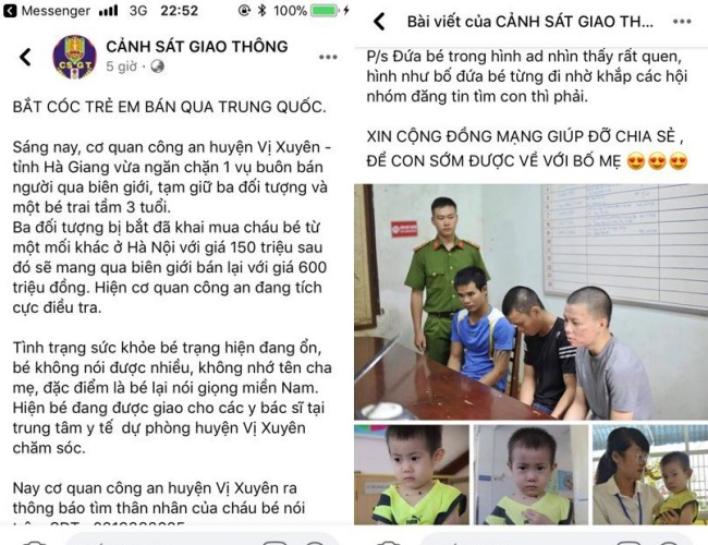 Bịa chuyện bé trai bị ba đối tượng buôn người đưa qua biên giới để 'câu like rẻ tiền' trên facebook Bịa chuyện bé trai bị ba đối tượng buôn người đưa qua biên giới để 'câu like rẻ tiền' trên facebook