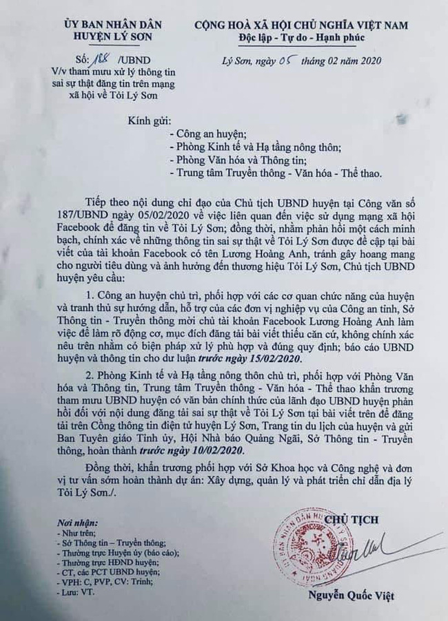 Vợ cũ diễn viên Huy Khánh tung tin đồn thất thiệt về tỏi Lý Sơn, bị công an vào cuộc mời lên làm việc - 2 Vợ cũ diễn viên Huy Khánh tung tin đồn thất thiệt về tỏi Lý Sơn, bị công an vào cuộc mời lên làm việc - 2