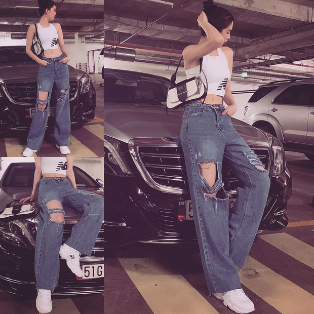 Ngọc Trinh dáng chuẩn nên mặc quần jeans đẹp mê là đương nhiên, mỗi tội lại có đôi lần mix đồ hơi 'lỗi' - 4 Ngọc Trinh dáng chuẩn nên mặc quần jeans đẹp mê là đương nhiên, mỗi tội lại có đôi lần mix đồ hơi 'lỗi' - 4