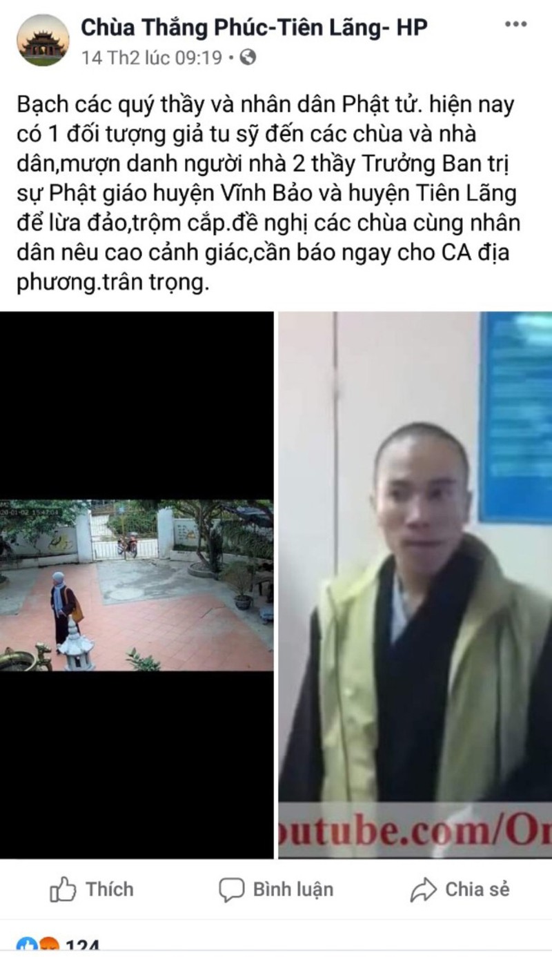 Giả nhà sư vào chùa trộm cắp - 1 Giả nhà sư vào chùa trộm cắp - 1