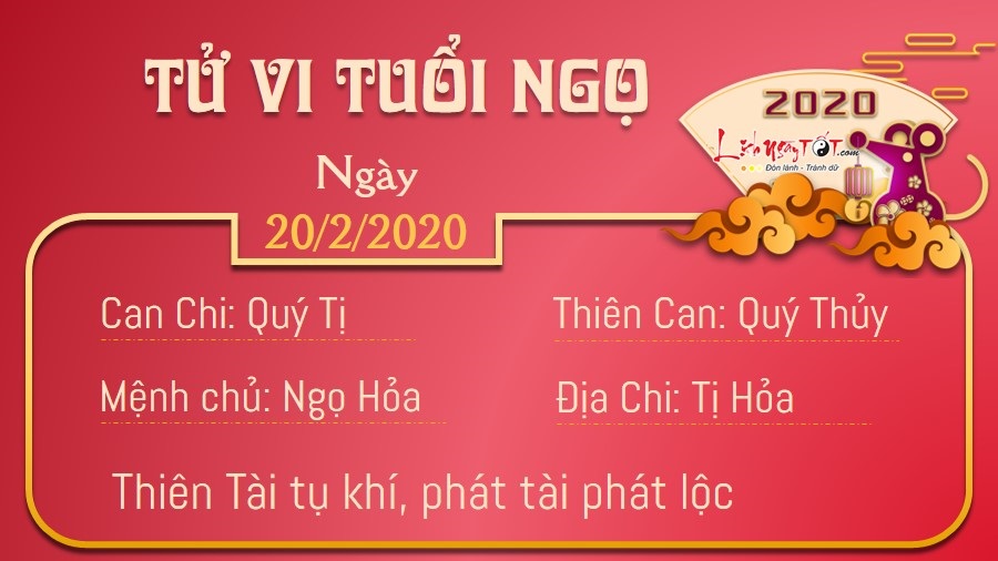 Tử vi thứ 5 ngày 20/02/2020 của 12 con giáp: Ngọ phát tài phát lộc, Mùi kế hoạch đổ vỡ - 6 Tử vi thứ 5 ngày 20/02/2020 của 12 con giáp: Ngọ phát tài phát lộc, Mùi kế hoạch đổ vỡ - 6