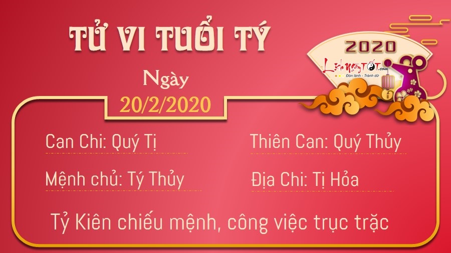 Tử vi thứ 5 ngày 20/02/2020 của 12 con giáp: Ngọ phát tài phát lộc, Mùi kế hoạch đổ vỡ Tử vi thứ 5 ngày 20/02/2020 của 12 con giáp: Ngọ phát tài phát lộc, Mùi kế hoạch đổ vỡ