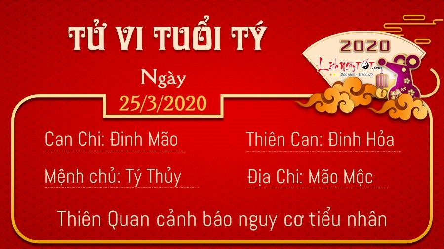 Tử vi thứ 4 ngày 25/03/2020 của 12 con giáp: Tị hao tài, Mùi có lộc Tử vi thứ 4 ngày 25/03/2020 của 12 con giáp: Tị hao tài, Mùi có lộc