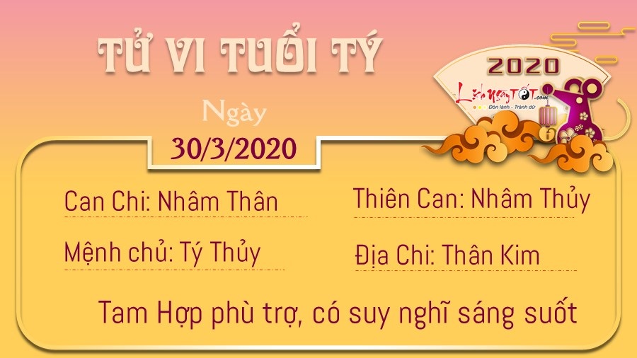 Tử vi thứ 2 ngày 30/03/2020 của 12 con giáp: Mùi công việc thuận lợi, Mão cẩn thận giao tiếp Tử vi thứ 2 ngày 30/03/2020 của 12 con giáp: Mùi công việc thuận lợi, Mão cẩn thận giao tiếp