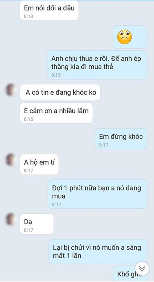 Chàng trai nhẹ dạ cả tin bị cô gái đào mỏ lừa 3 lần liên tiếp, tổng cộng mất 3 thẻ cào 200k - 9 Chàng trai nhẹ dạ cả tin bị cô gái đào mỏ lừa 3 lần liên tiếp, tổng cộng mất 3 thẻ cào 200k - 9
