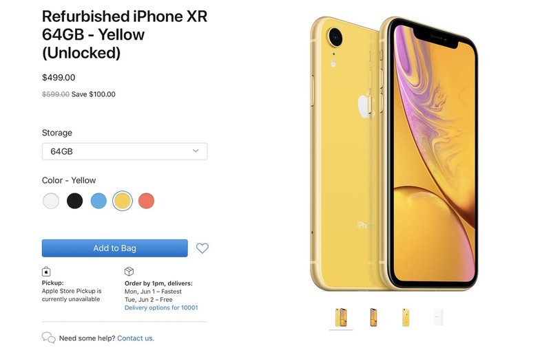 Apple bắt đầu bán iPhone XR tân trang giá 499 USD Apple bắt đầu bán iPhone XR tân trang giá 499 USD