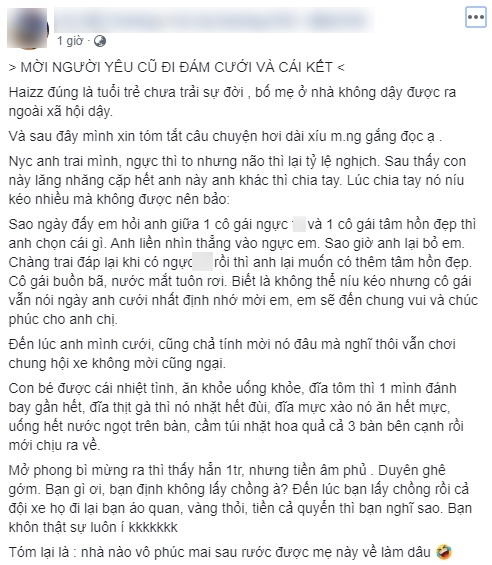 Mời người yêu cũ đi dự đám cưới, hôn trường choáng với hành động bất lịch sự của cô gái: Ăn vơ vét, mừng tiền âm phủ Mời người yêu cũ đi dự đám cưới, hôn trường choáng với hành động bất lịch sự của cô gái: Ăn vơ vét, mừng tiền âm phủ