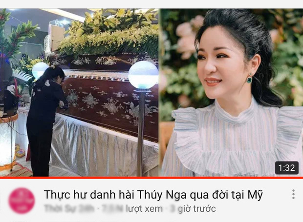 Danh hài Thuý Nga bị kênh Youtube tung tin đồn qua đời ở Mỹ, để lại gia tài triệu đô Danh hài Thuý Nga bị kênh Youtube tung tin đồn qua đời ở Mỹ, để lại gia tài triệu đô