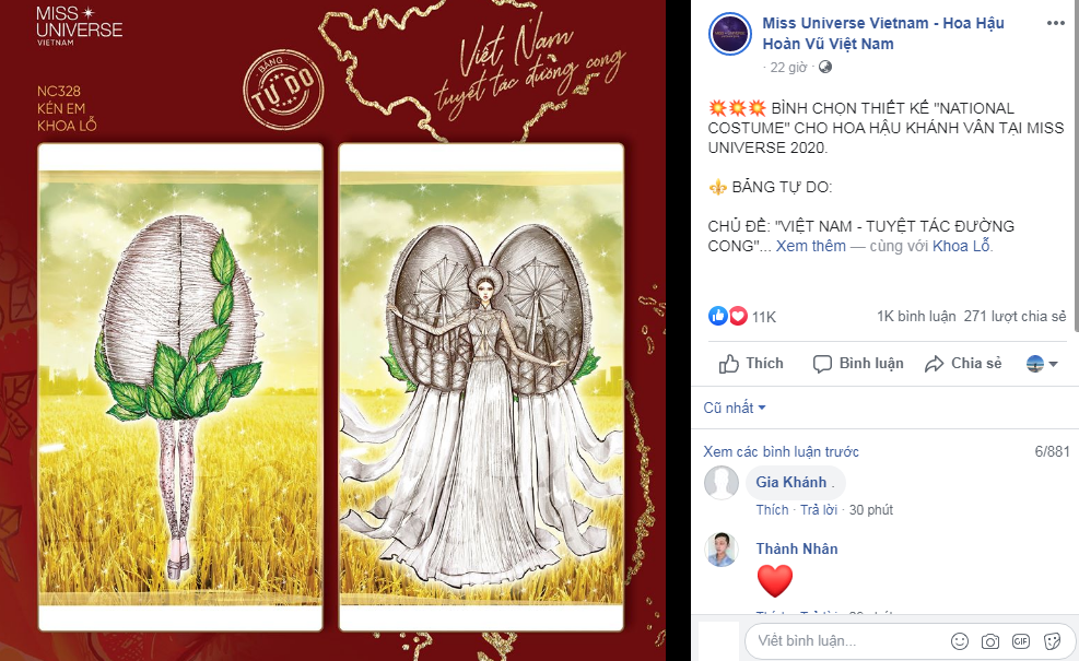 Cuộc thi thiết kế trang phục dân tộc cho Khánh Vân tại MU 2020: Tác phẩm 'Kén em' được vote như vũ bão với hơn 10 ngàn like - 2 Cuộc thi thiết kế trang phục dân tộc cho Khánh Vân tại MU 2020: Tác phẩm 'Kén em' được vote như vũ bão với hơn 10 ngàn like - 2