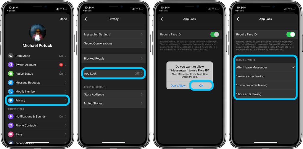 Cách ngăn người khác đọc trộm tin nhắn Facebook trên iPhone Cách ngăn người khác đọc trộm tin nhắn Facebook trên iPhone