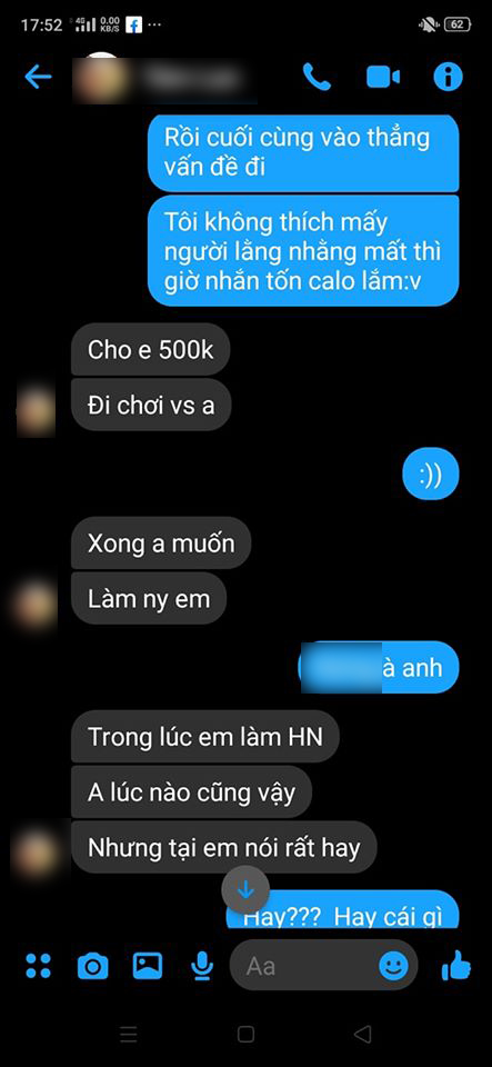 Gã biến thái dụ dỗ nữ sinh 17 tuổi: 'Cho em 500.000 đồng để đi chơi với anh', tăng giá lên 1 triệu vẫn không thành bèn quay sang giảng đạo lý - 2 Gã biến thái dụ dỗ nữ sinh 17 tuổi: 'Cho em 500.000 đồng để đi chơi với anh', tăng giá lên 1 triệu vẫn không thành bèn quay sang giảng đạo lý - 2