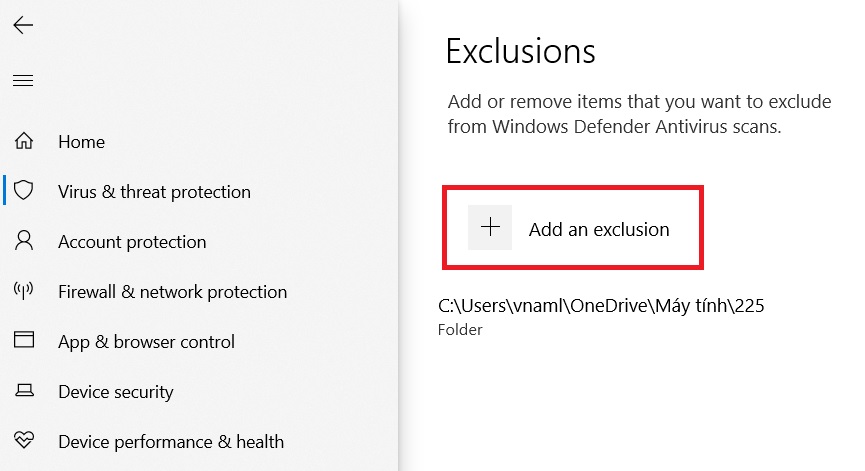Hướng dẫn đặc cách file/thư mục khỏi bị quét bởi Windows Defender - 4 Hướng dẫn đặc cách file/thư mục khỏi bị quét bởi Windows Defender - 4