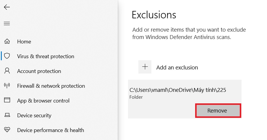 Hướng dẫn đặc cách file/thư mục khỏi bị quét bởi Windows Defender - 5 Hướng dẫn đặc cách file/thư mục khỏi bị quét bởi Windows Defender - 5